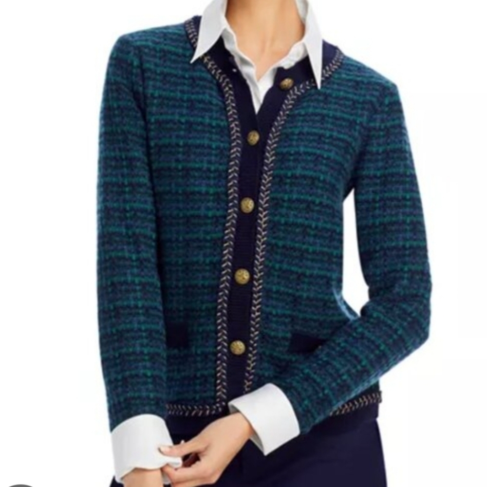 C by Bloomingdale's Cashmere Tweed Crewneck Cardigan Like new